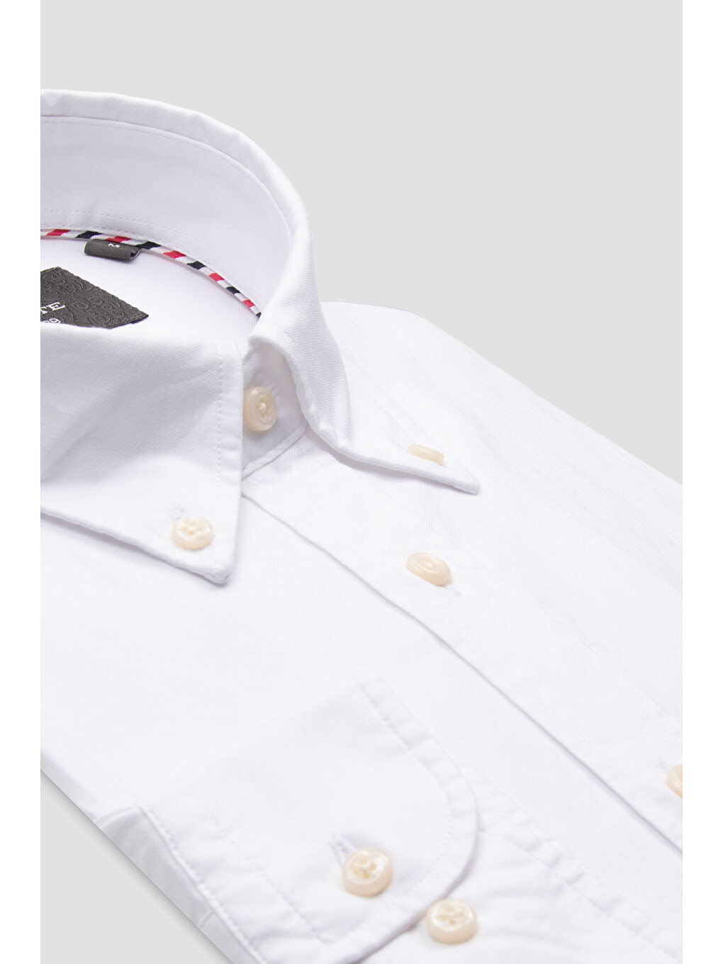 Luca Oxford Stretch Pamuk Karışımlı Comfort Fit Beyaz Düğmeli Yaka Erkek Düz Gömlek-2
