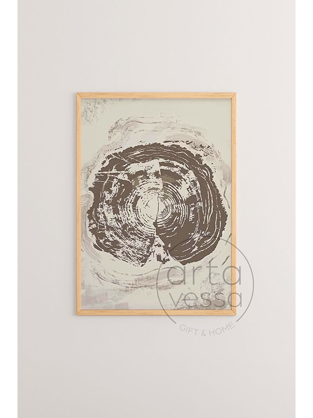 Beyaz 3 Parça Ham Renk Gerçek Ahşap Çerçeveli Tablo Seti - Model 9 - 50 x 70-2