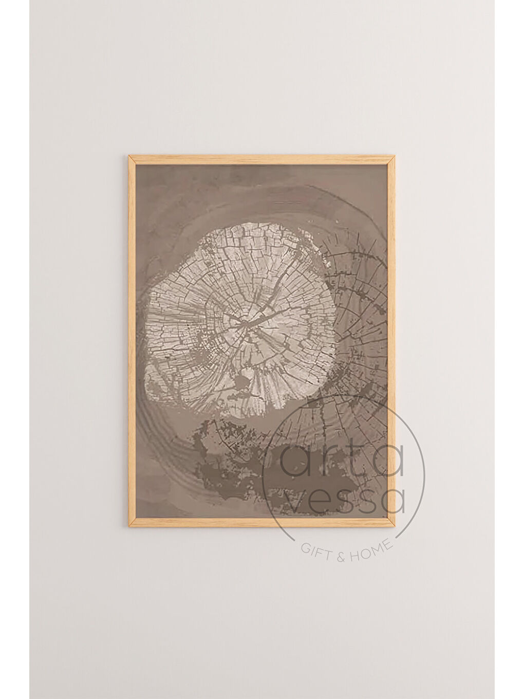 Beyaz 3 Parça Ham Renk Gerçek Ahşap Çerçeveli Tablo Seti - Model 9 - 50 x 70-3