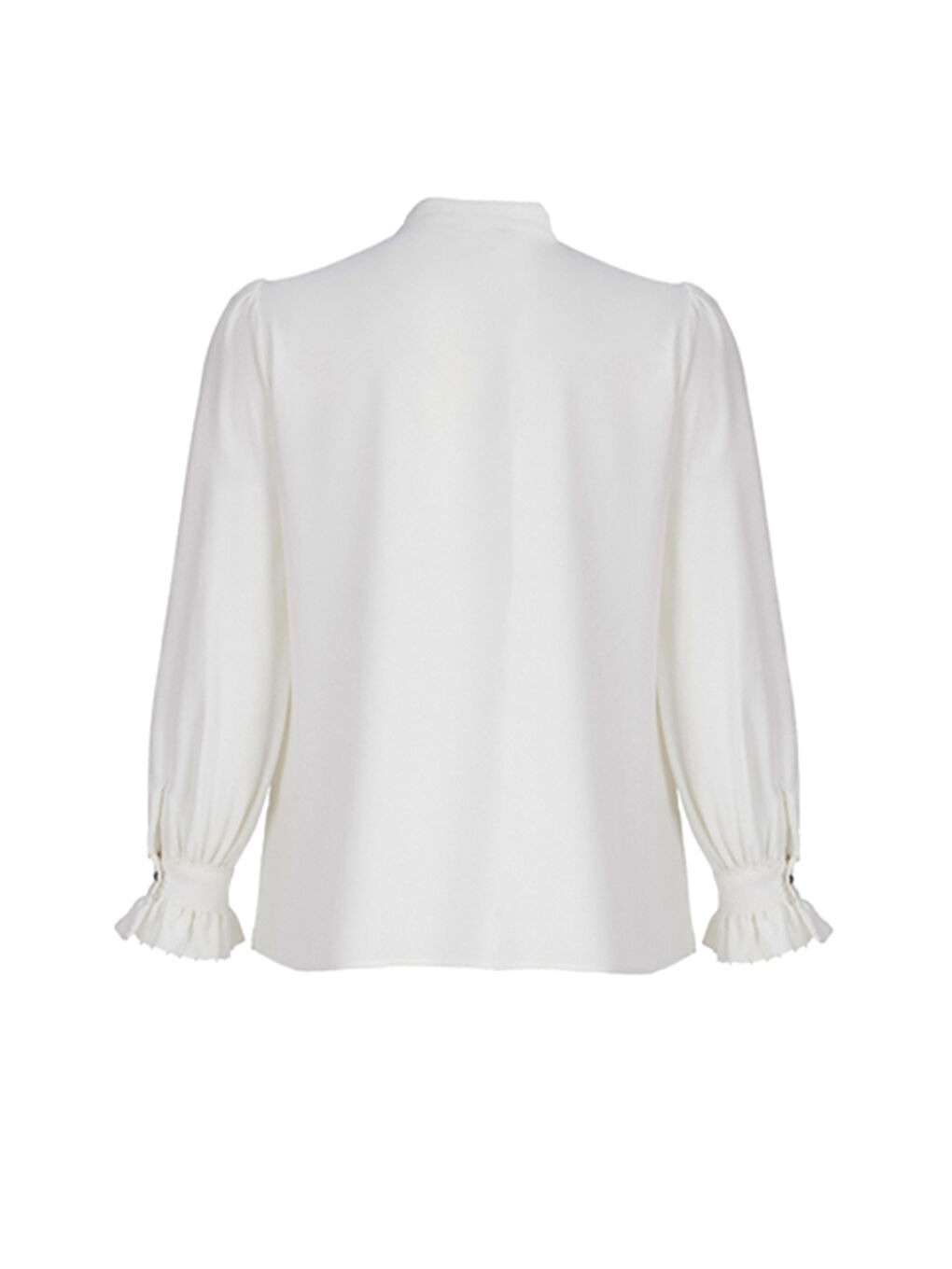 Ekru Hakim Yaka Kolları Fırfırlı Bluz-2
