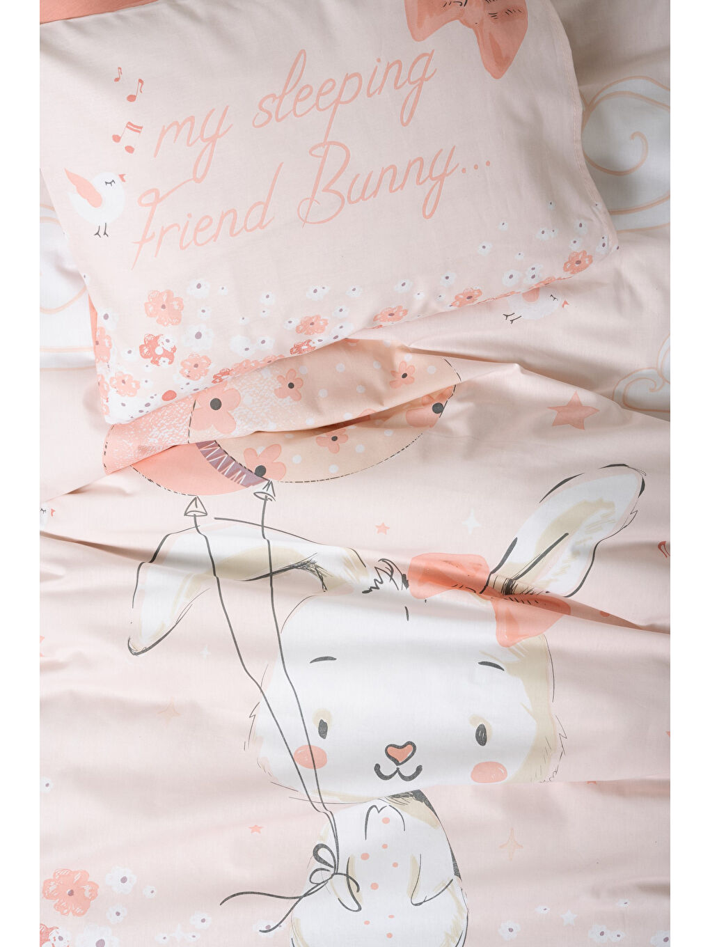 Karışık Pamuk Box Bebek Nevresim Takimi Rapeti Somon-1