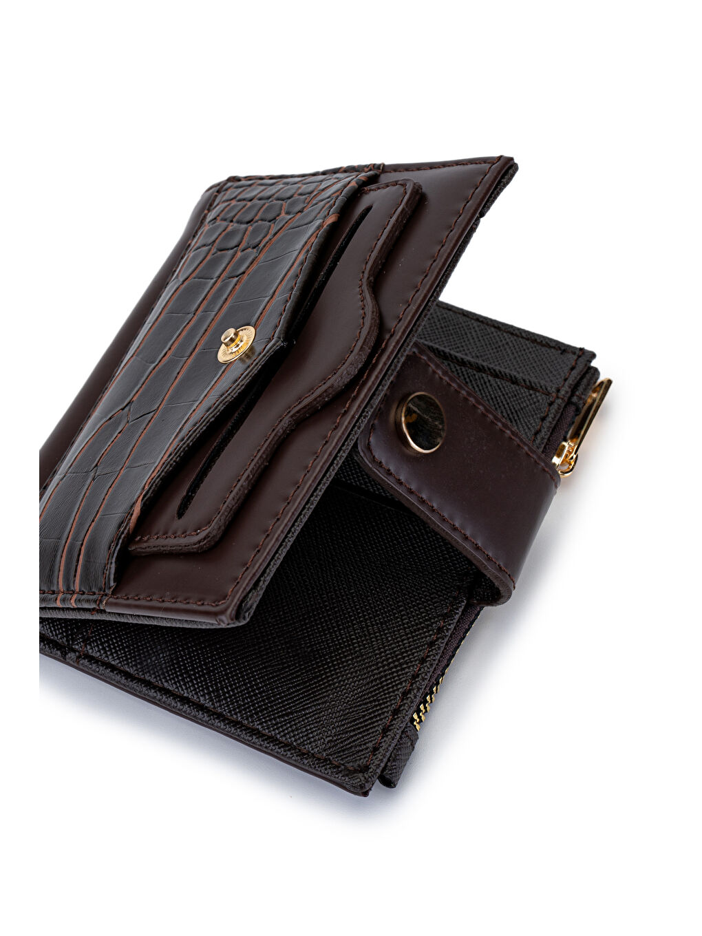 Kahverengi Suni Deri Kadın Cüzdan Acı Kahve MN105-2