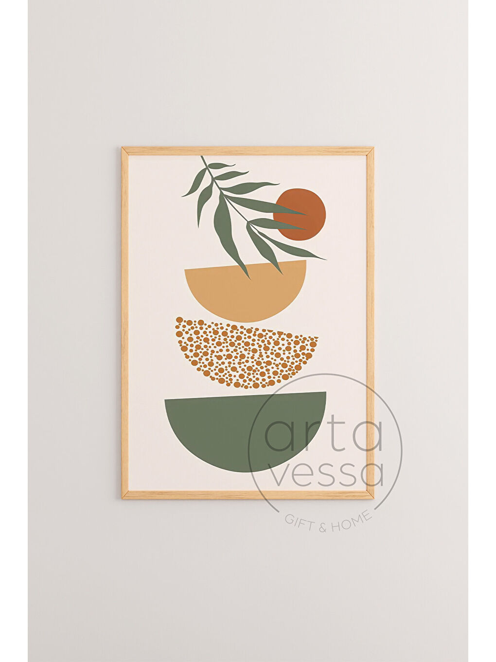 Beyaz 3 Parça Ham Renk Gerçek Ahşap Çerçeveli Tablo Seti - Model 5 - 50 x 70-1