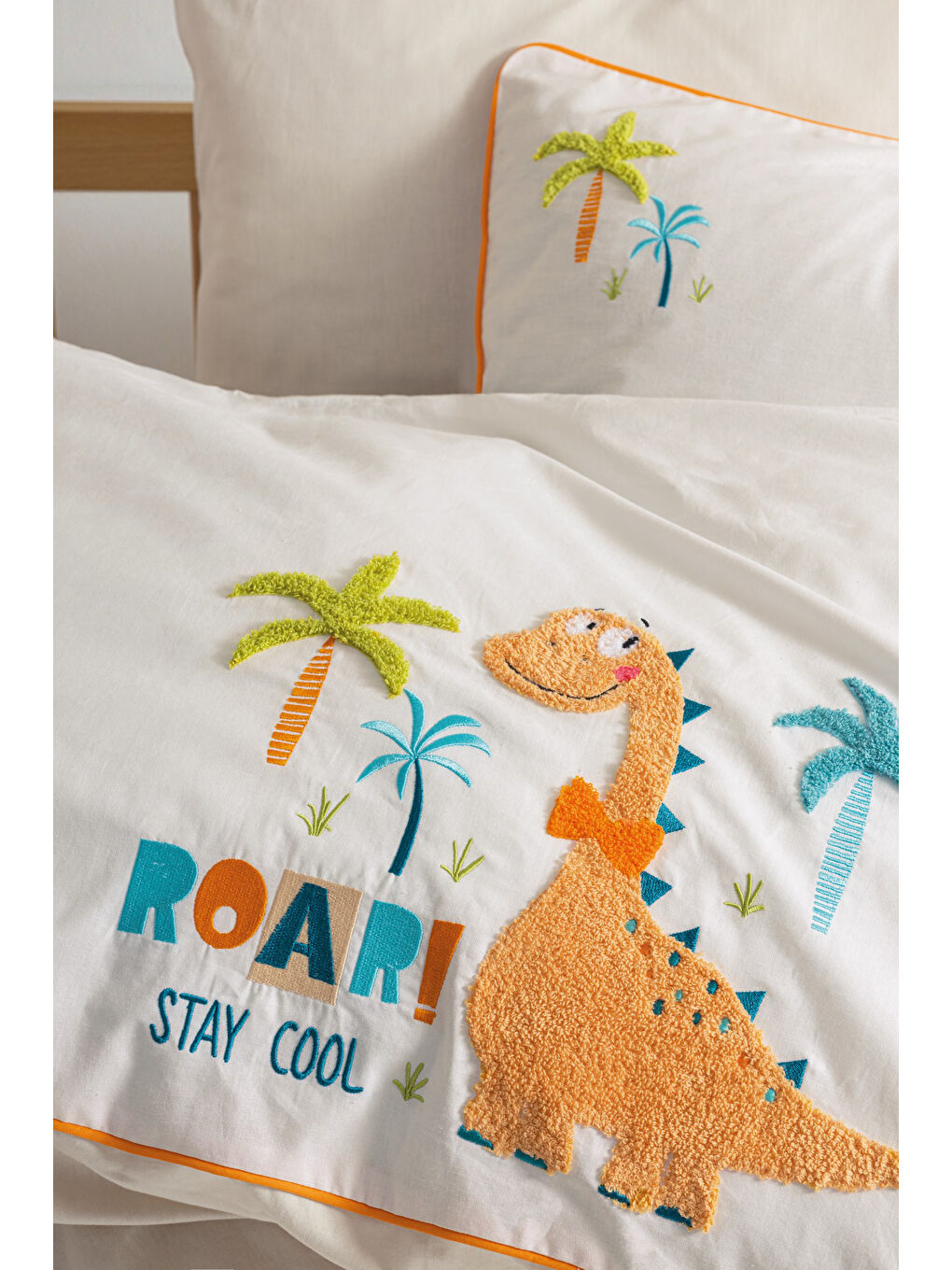 Karışık Pamuk Box Punch Nakışlı Bebek Nevresim Takimi Kiddo Krem