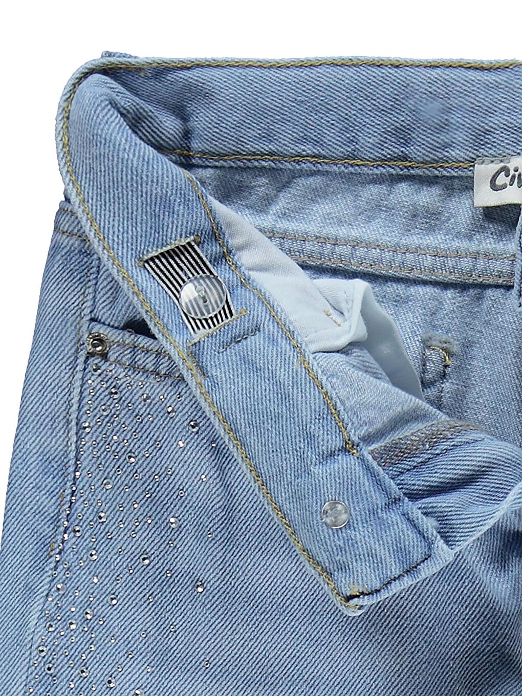 Girls Taşlı Bol Paça 2-5 Yaş Pantolon Jean - Mavi-2