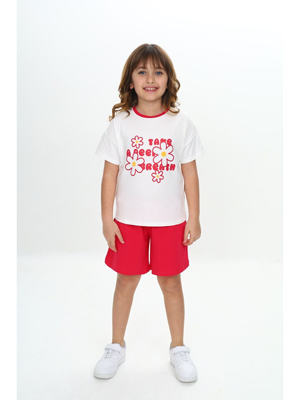 Fuşya Kız Çocuk Çiçek Baskılı Şortlu Takım