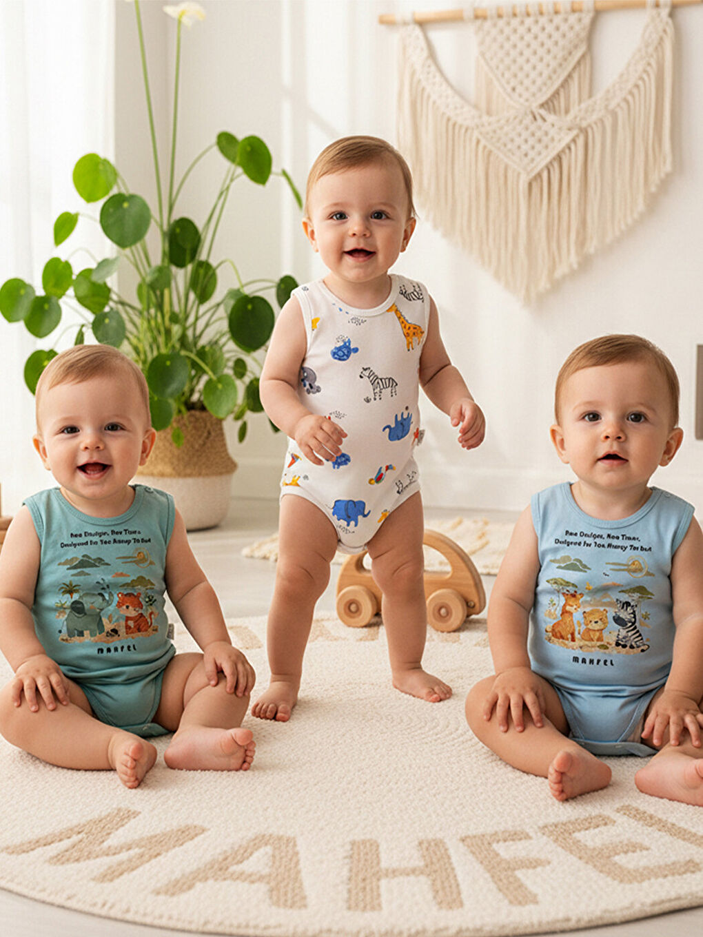 Pembe %100 Pamuklu 3'lü Atlet Çıtçıtlı Bebek Body Zıbın 883-884-1