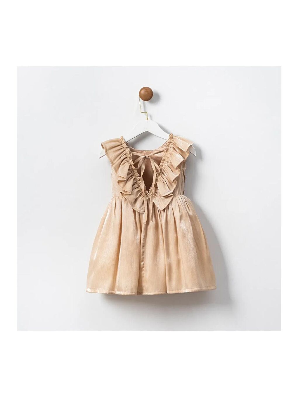 Karışık Kız Çocuk Işıltılı Fırfır Detaylı Elbise Sırt Bağlamalı Elbise-1
