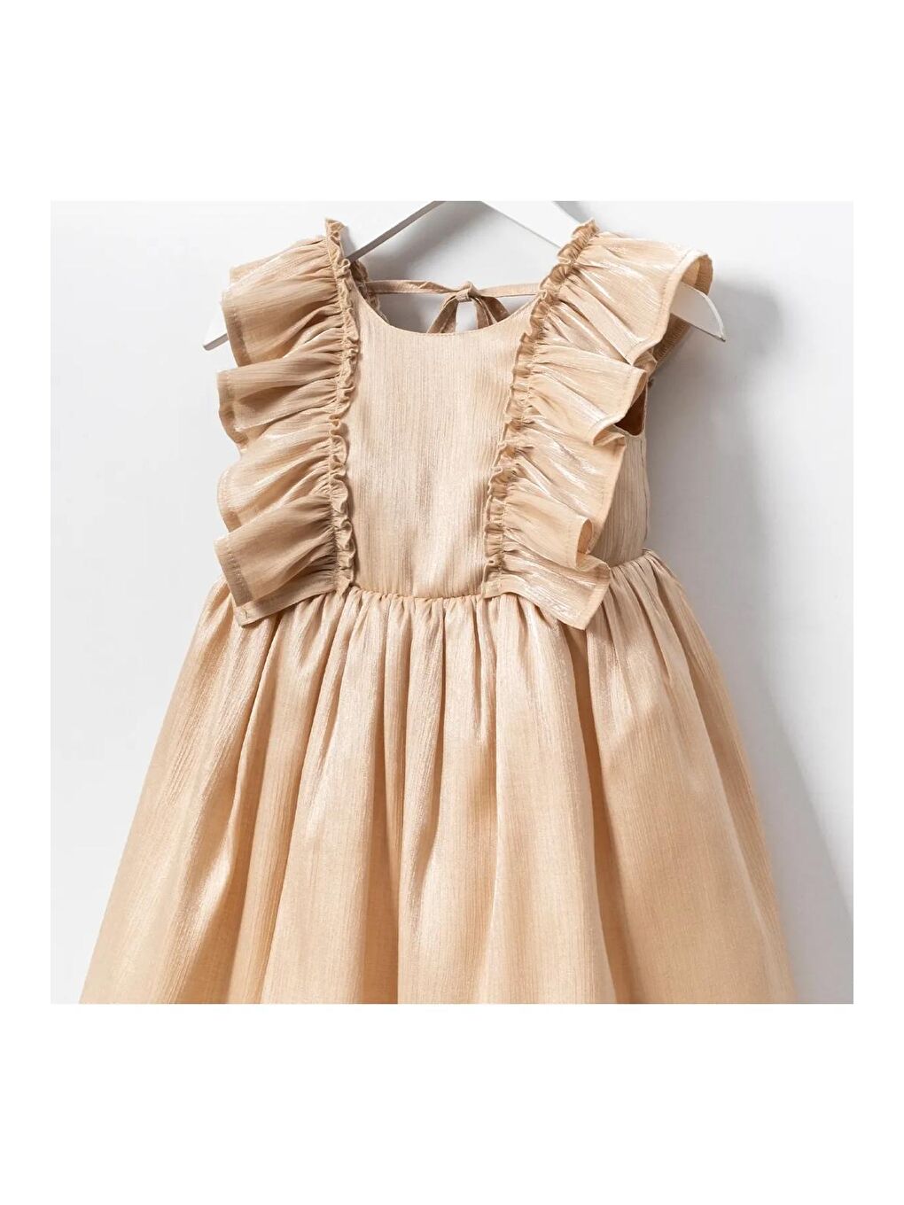 Karışık Kız Çocuk Işıltılı Fırfır Detaylı Elbise Sırt Bağlamalı Elbise-2