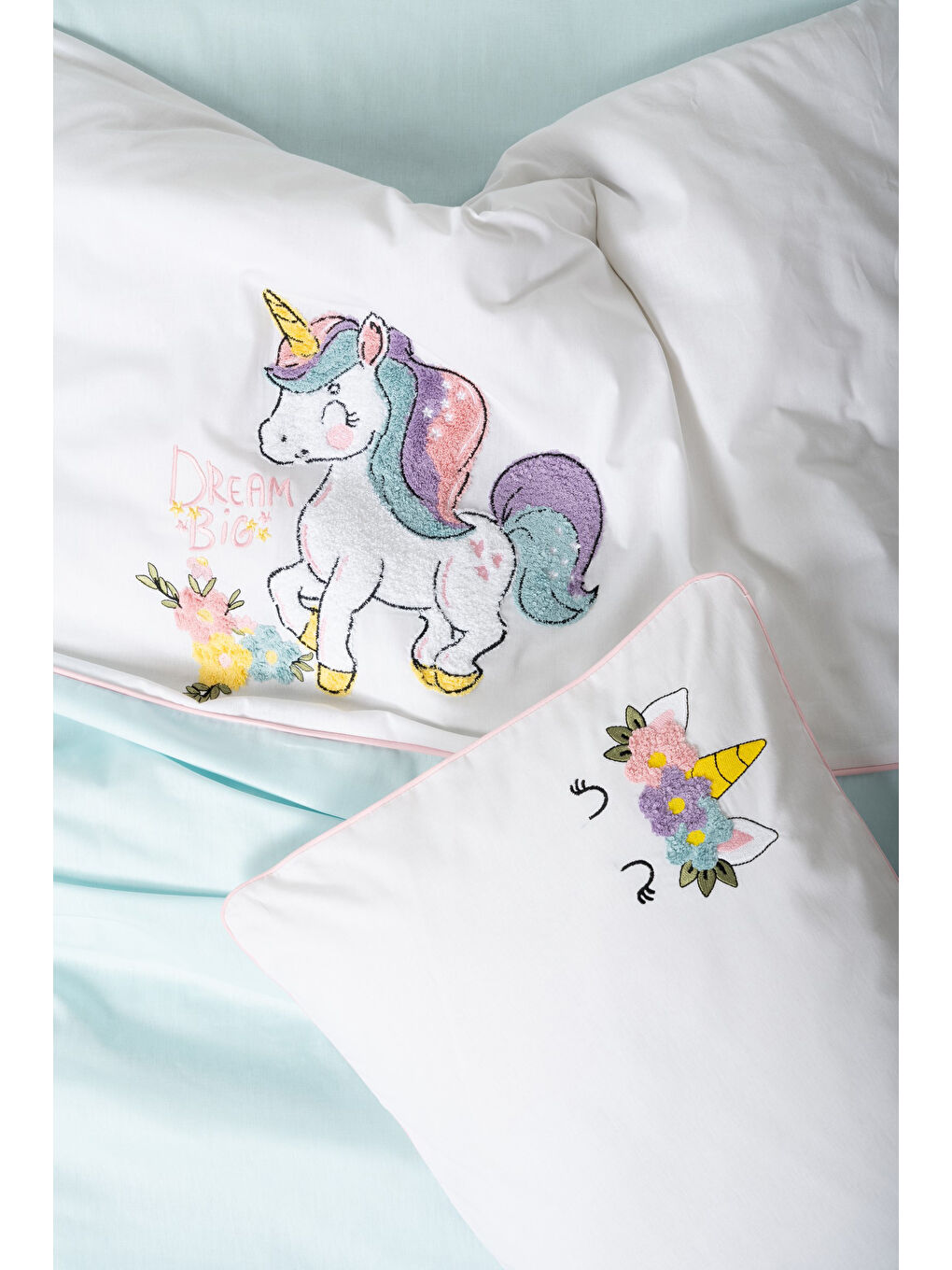 Karışık Pamuk Box Punch Nakışlı Bebek Nevresim Takimi Dolly Mint