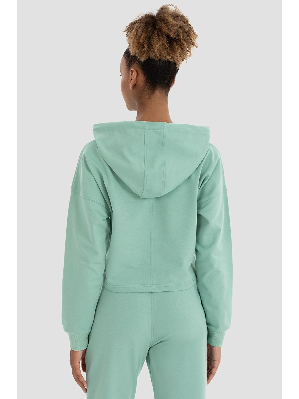 Lisa Oversize Açık Yeşil Crop Hoodie-2