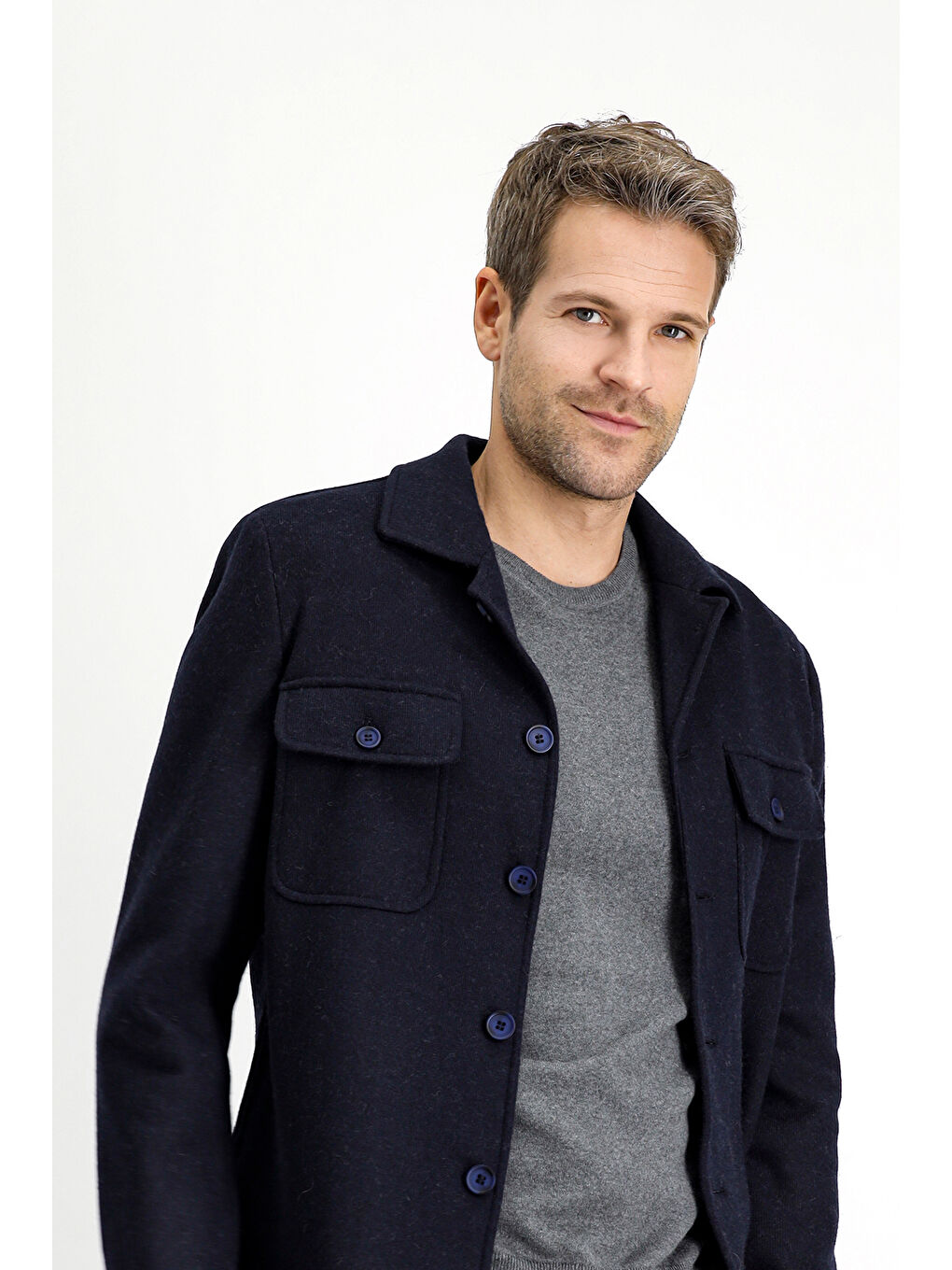 Lacivert Regular Fit Yünlü Spor Ceket-3