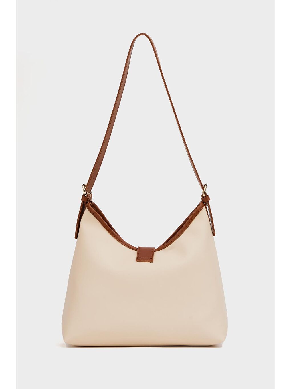 Ekru Gold Toka Detaylı  El Ve Omuz Çantası Krem-4