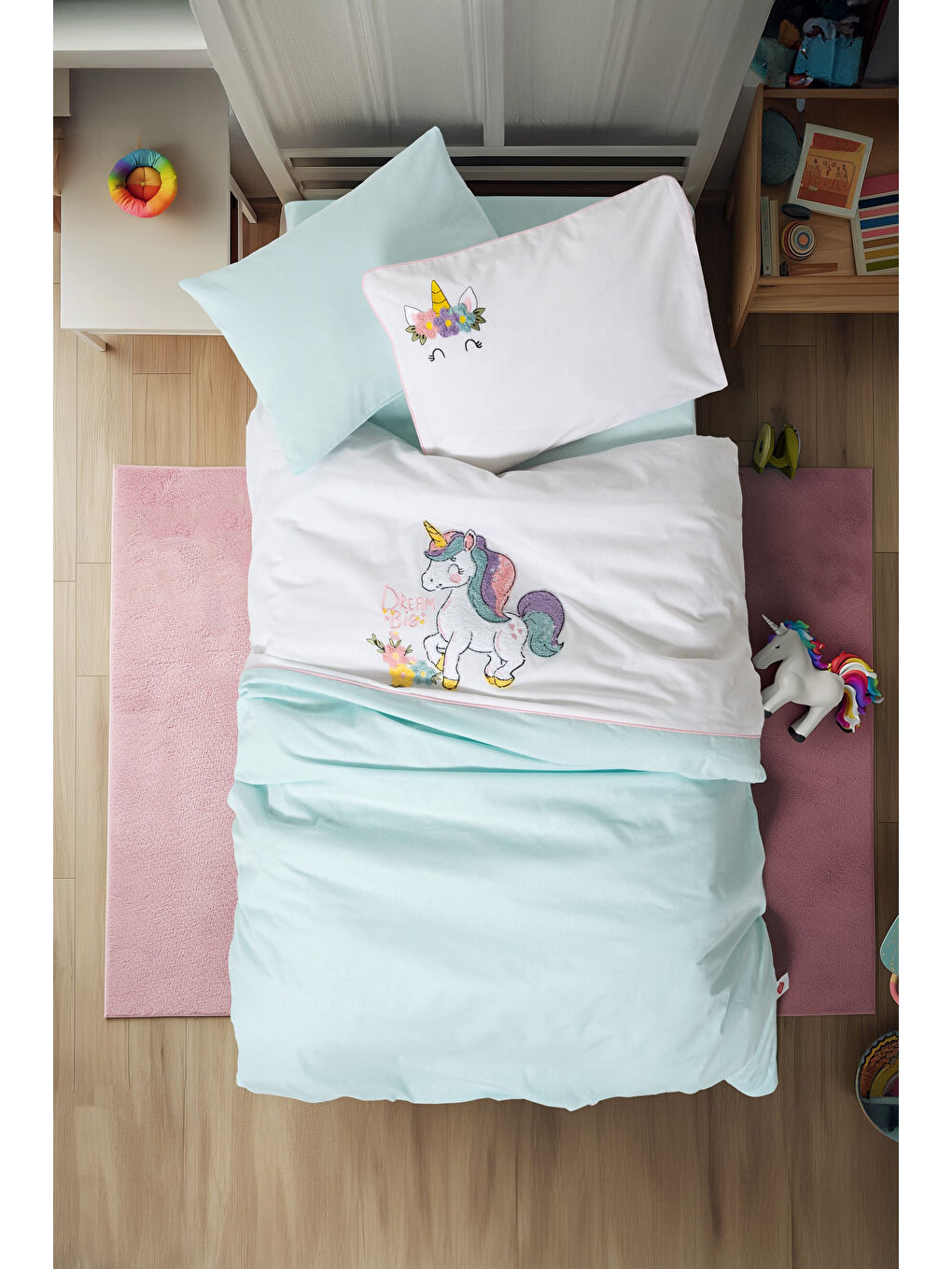 Karışık Pamuk Box Punch Nakışlı Bebek Nevresim Takimi Dolly Mint-1