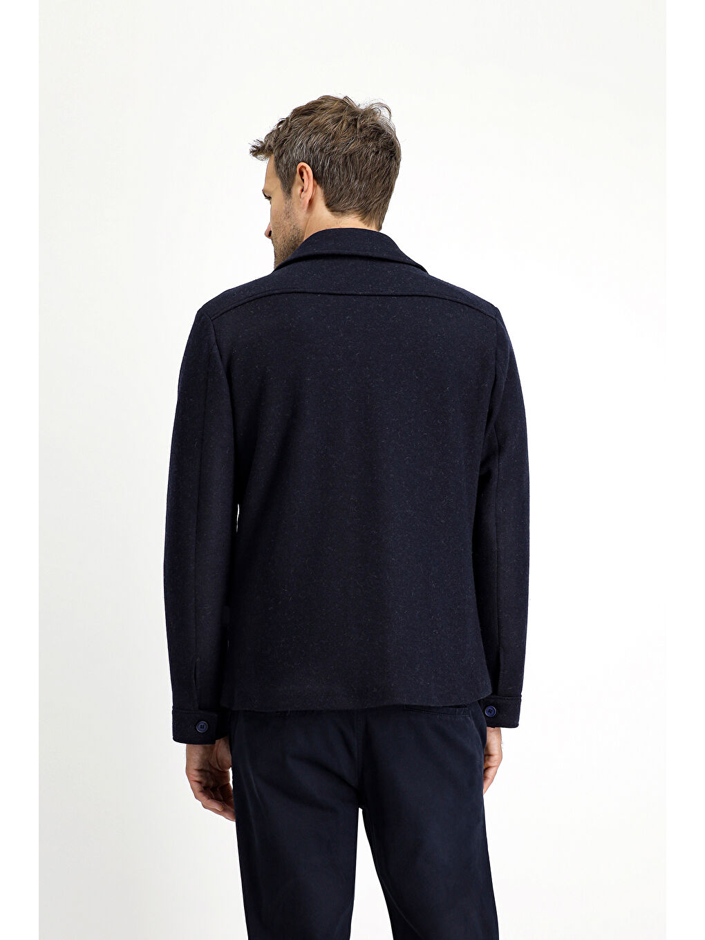 Lacivert Regular Fit Yünlü Spor Ceket-5