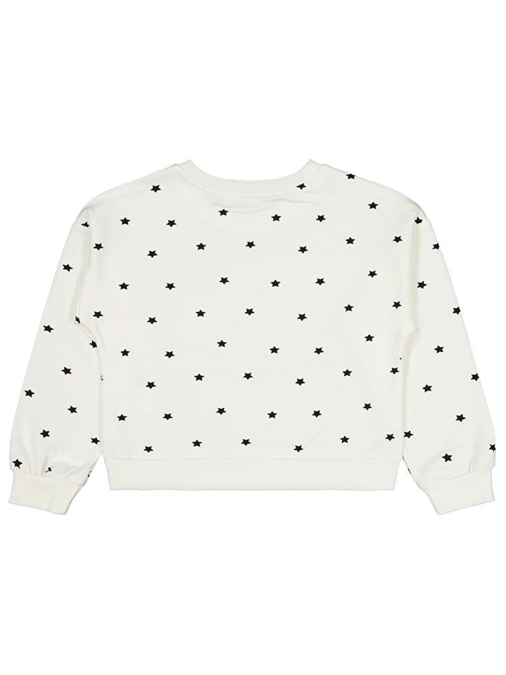 Girls Yıldız Baskılı 6-9 Yaş Sweatshirt - Ekru 8-9 Yaş-1