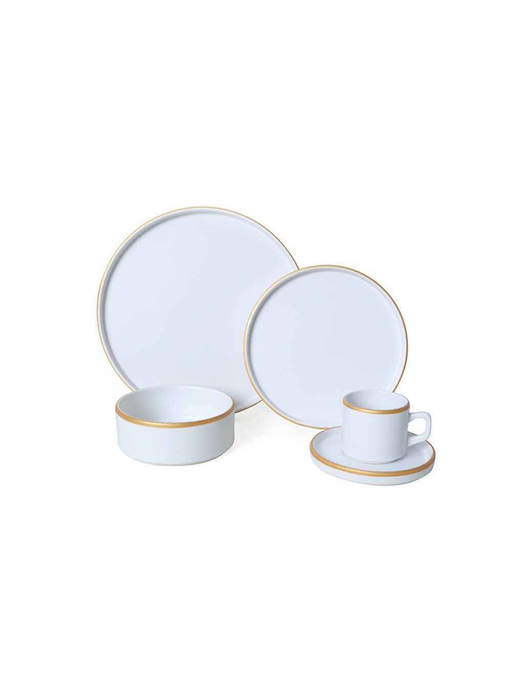 Mat Beyaz Gold Fileli Stackable Yemek / Kahvaltı Takımı 20 Parça 4 Kişilik-4