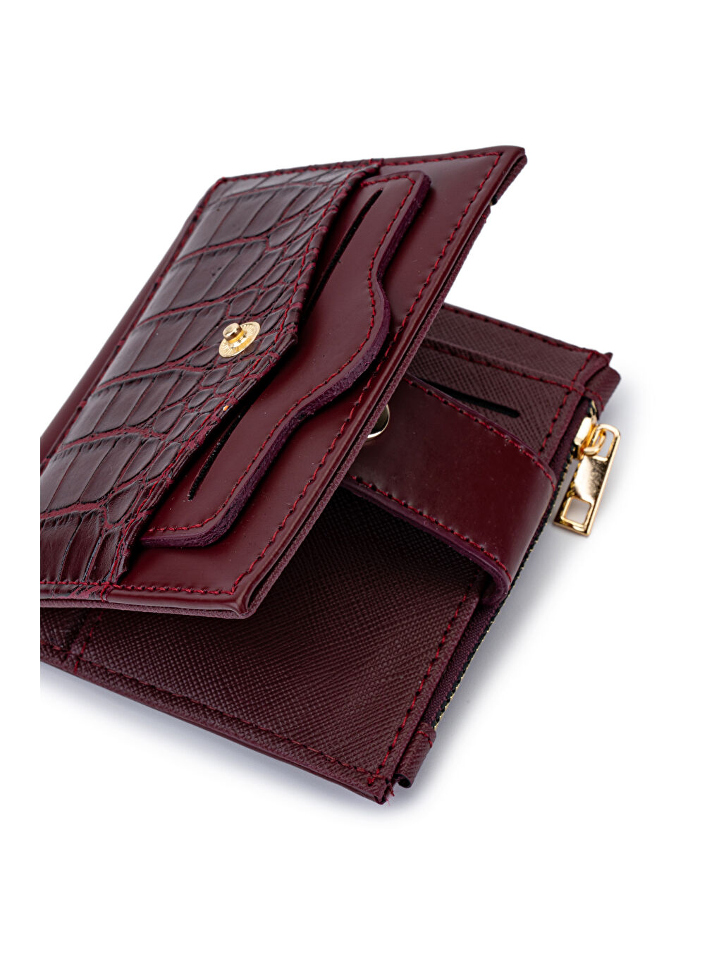 Suni Deri Kadın Cüzdan Bordo MN105-2