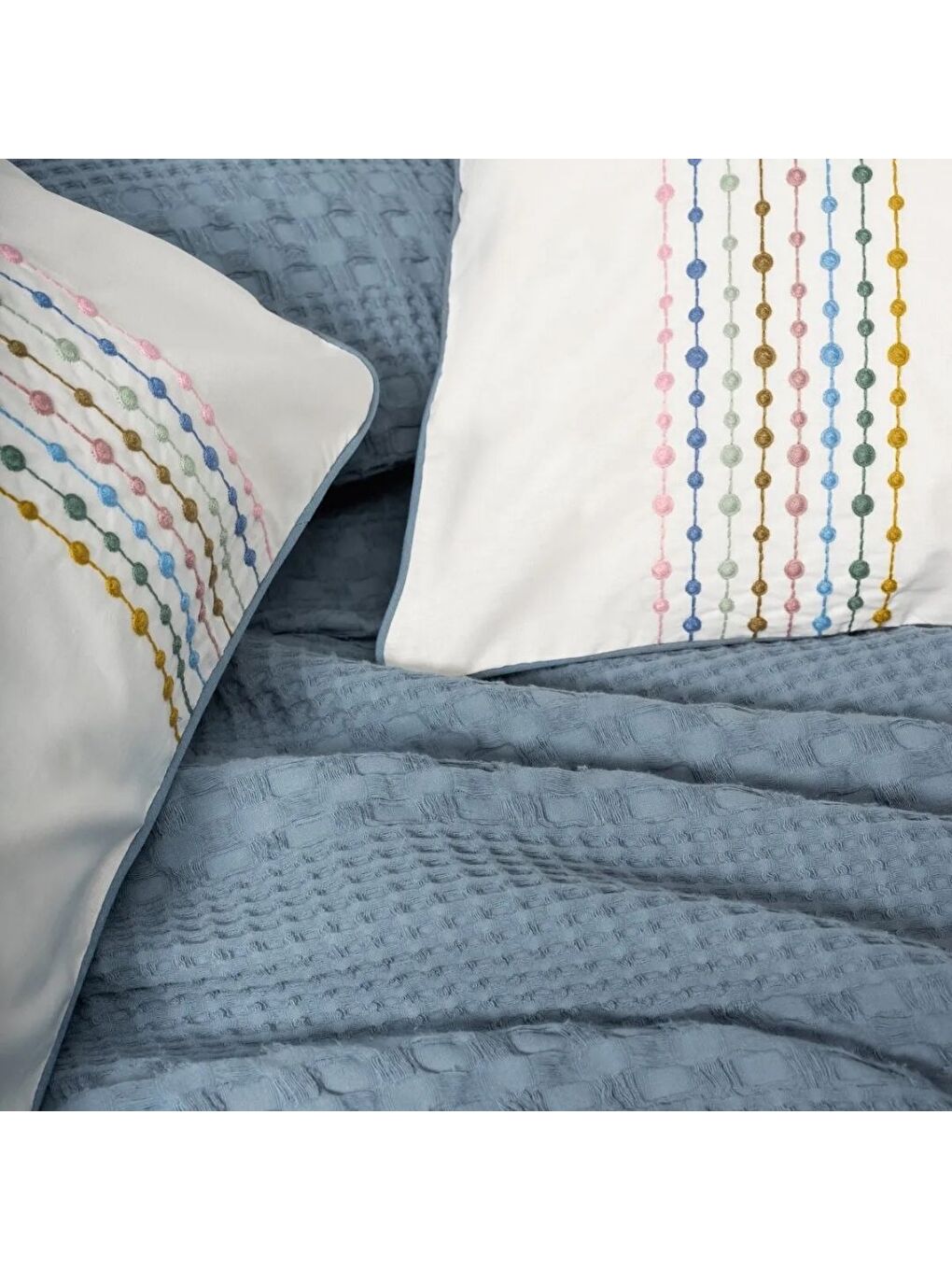 Karışık Pamuk Box Aura Tek Kişilik Takımı Pebble indigo-1