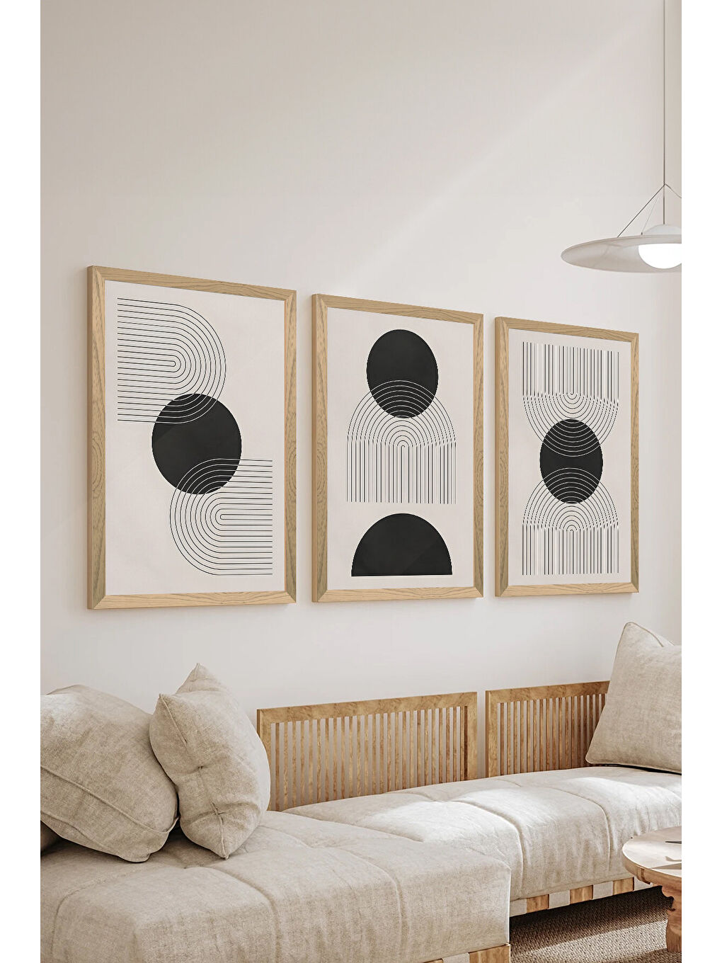 Beyaz 3 Parça Ahşap Çerçeve Görünümlü MDF Poster Tablo Seti - Set 51 - MDF3DSOHOSET51-2030