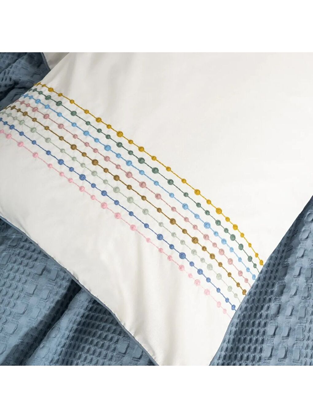 Karışık Pamuk Box Aura Tek Kişilik Takımı Pebble indigo-2