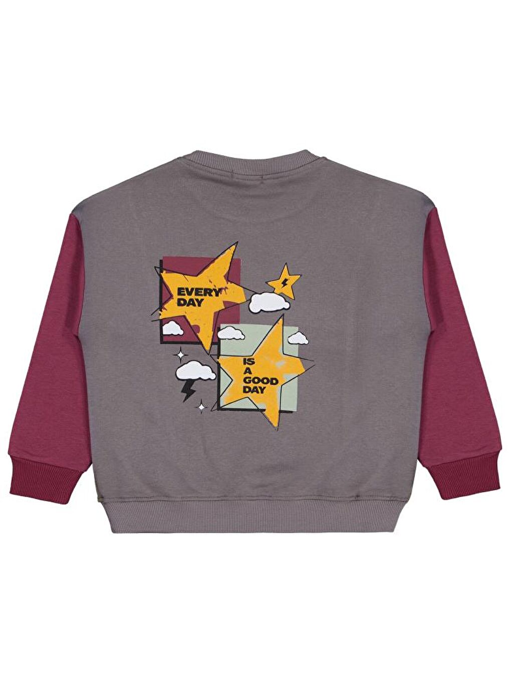 Boys Every Day Yıldız Baskılı 6-9 Yaş Sweatshirt - Bordo 8-9 Yaş-1