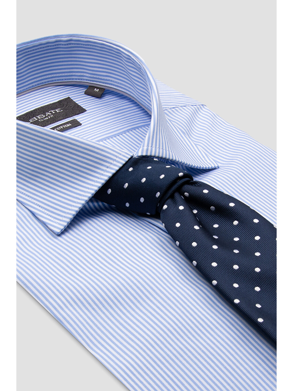 Marco Poplin Pamuklu Slim Fit Açık Mavi Klasik Yaka Erkek Çizgili Gömlek-2