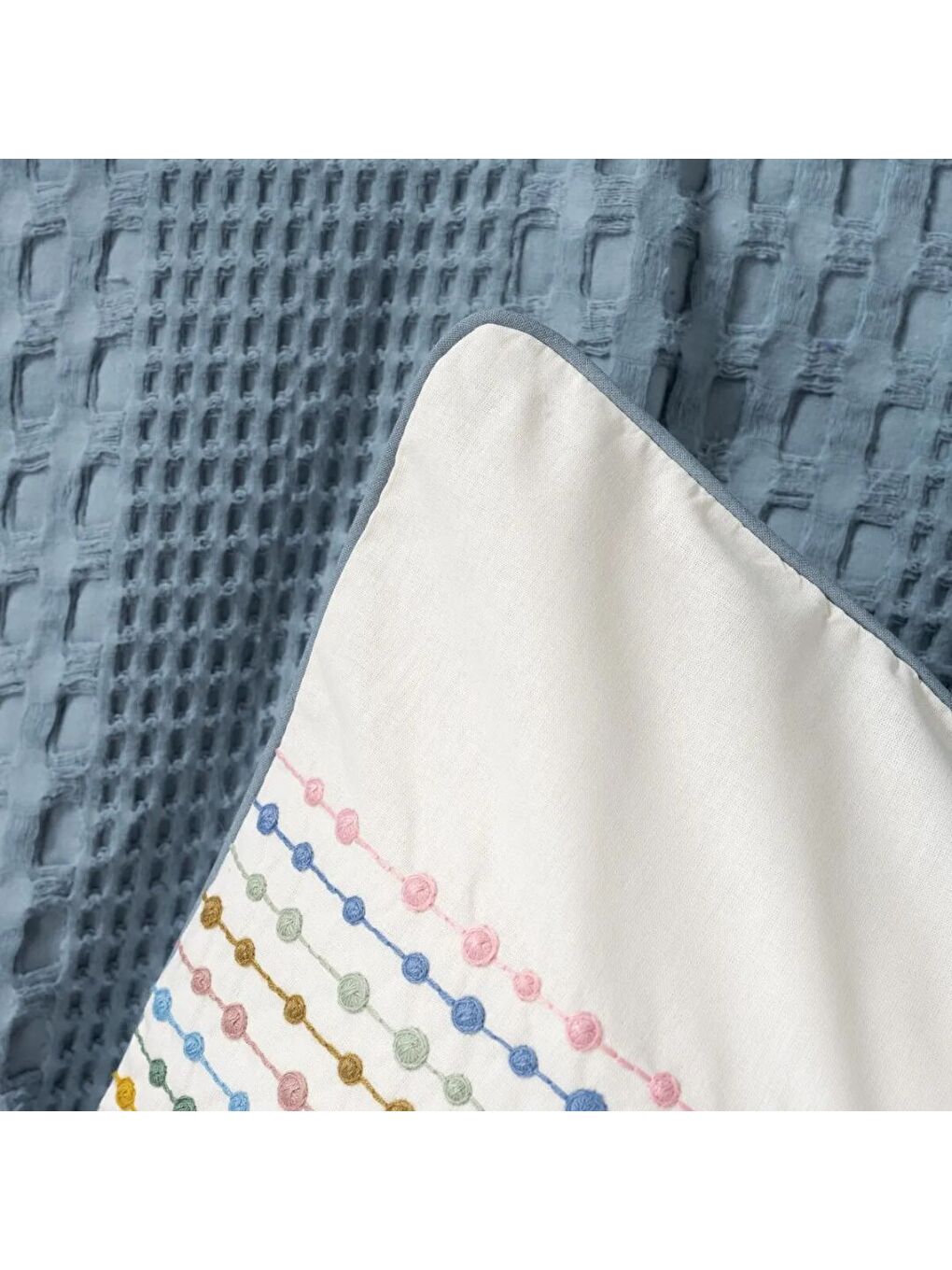 Karışık Pamuk Box Aura Tek Kişilik Takımı Pebble indigo-3