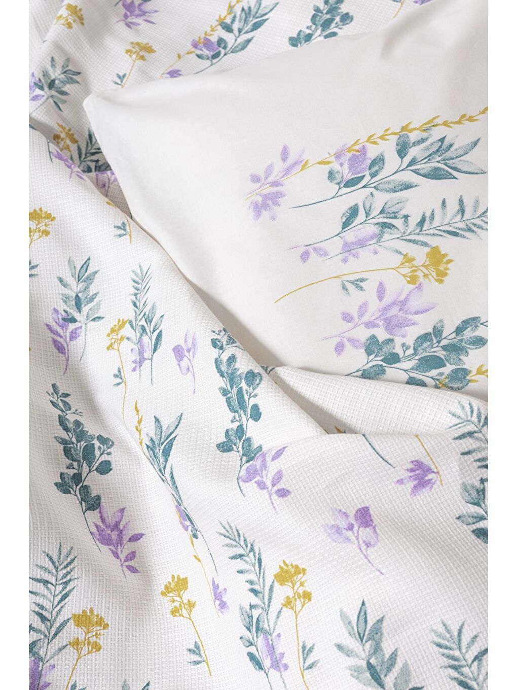 Karışık Pamuk Box Estiva Tek Kişilik Pike Takımı Twig Mint-1