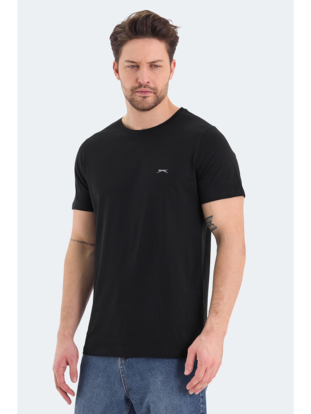 ROSALVA Erkek %100 Pamuk Tişört Siyah-5