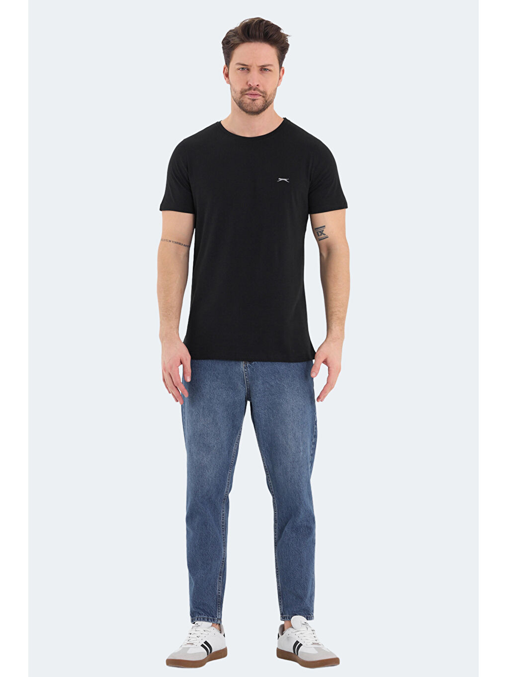 ROSALVA Erkek %100 Pamuk Tişört Siyah-6