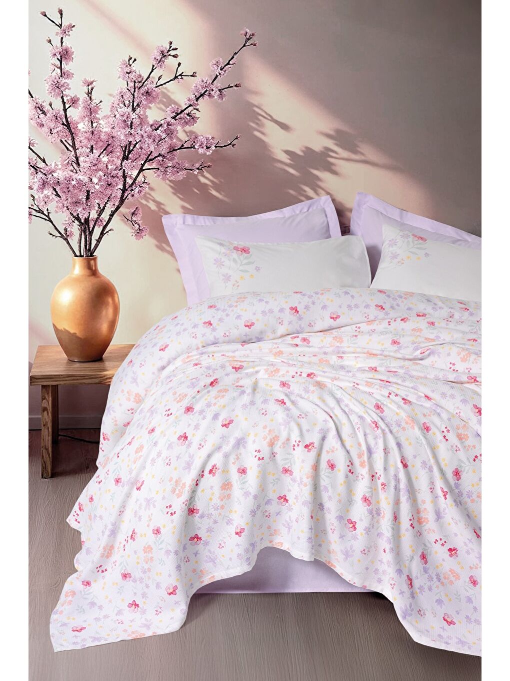 Karışık Pamuk Box Estiva Tek Kişilik Pike Takımı Winsome Lila