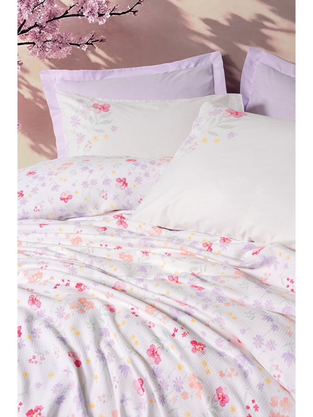 Karışık Pamuk Box Estiva Tek Kişilik Pike Takımı Winsome Lila-1