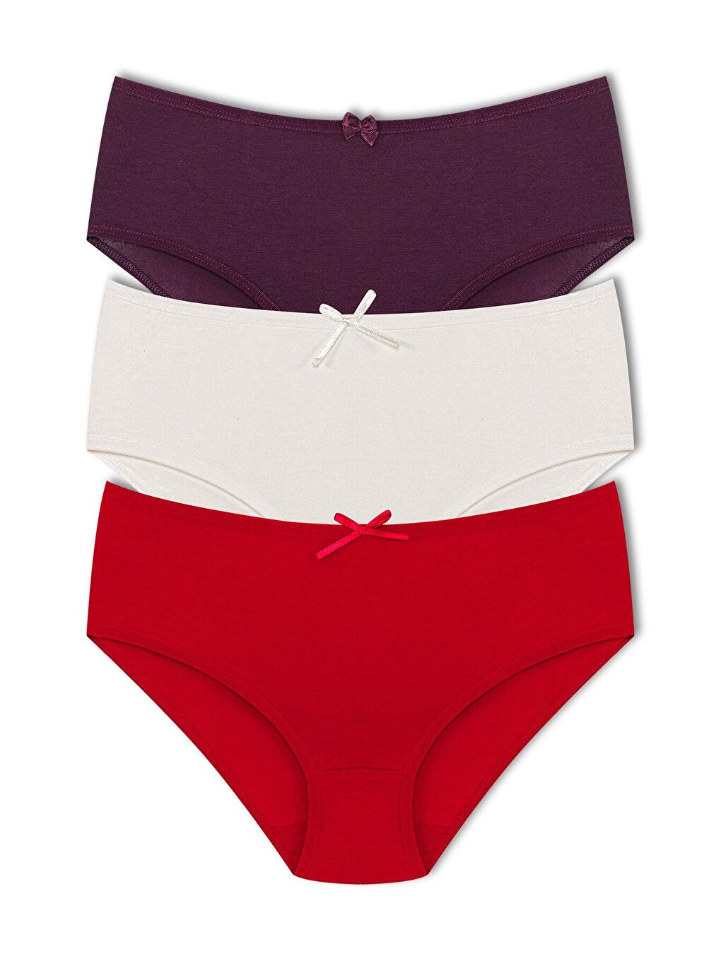 Mor Pamuklu Yüksek Bel Basic Kadın Külot 3'lü