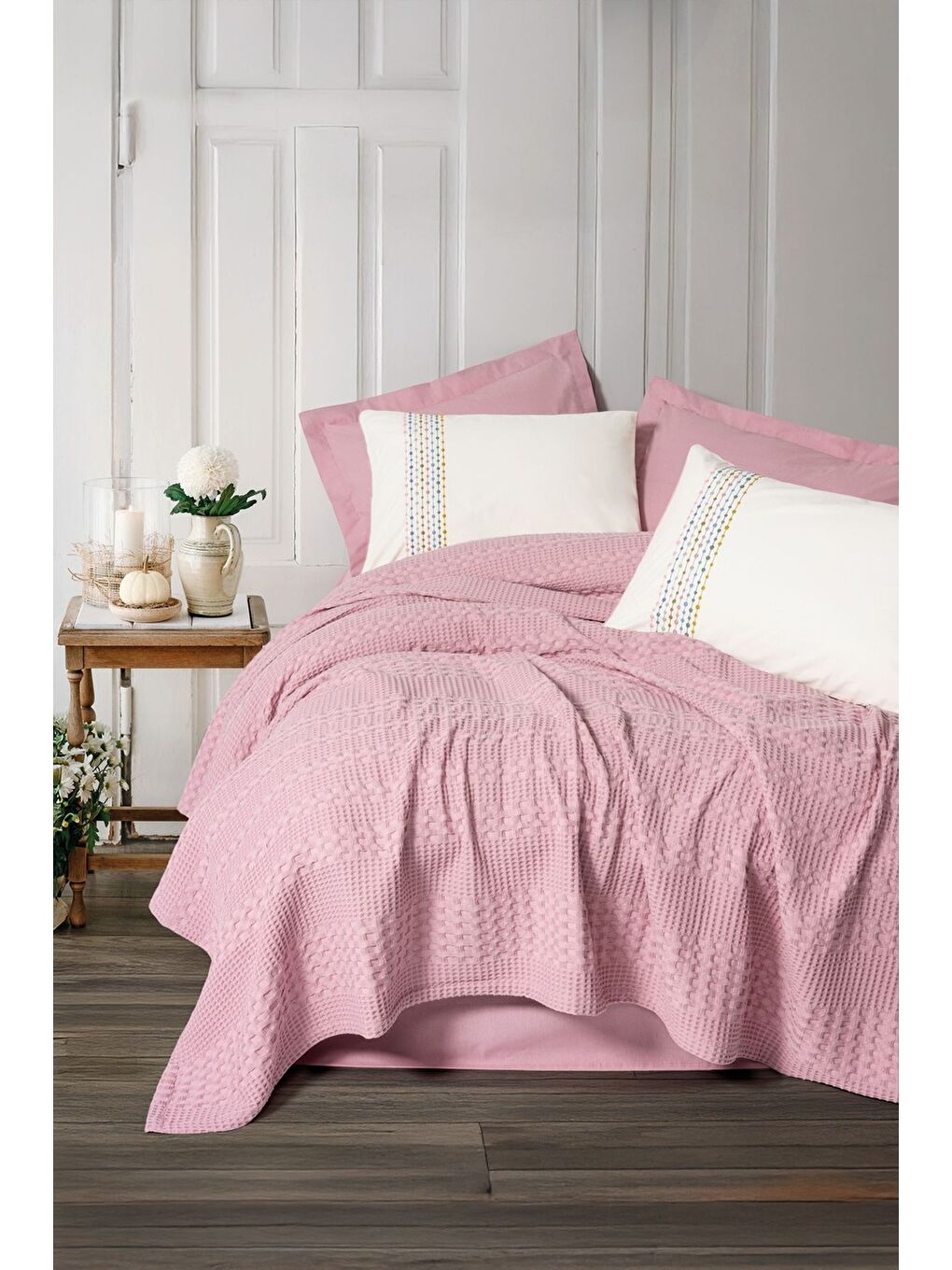 Karışık Pamuk Box Aura Tek Kişilik Takımı Pebble Pembe