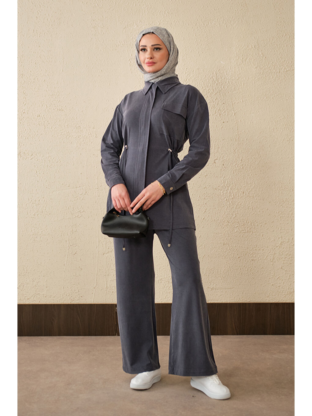 Kadın Beli Ayarlanabilir Tek Cepli Takım Antrasit-2
