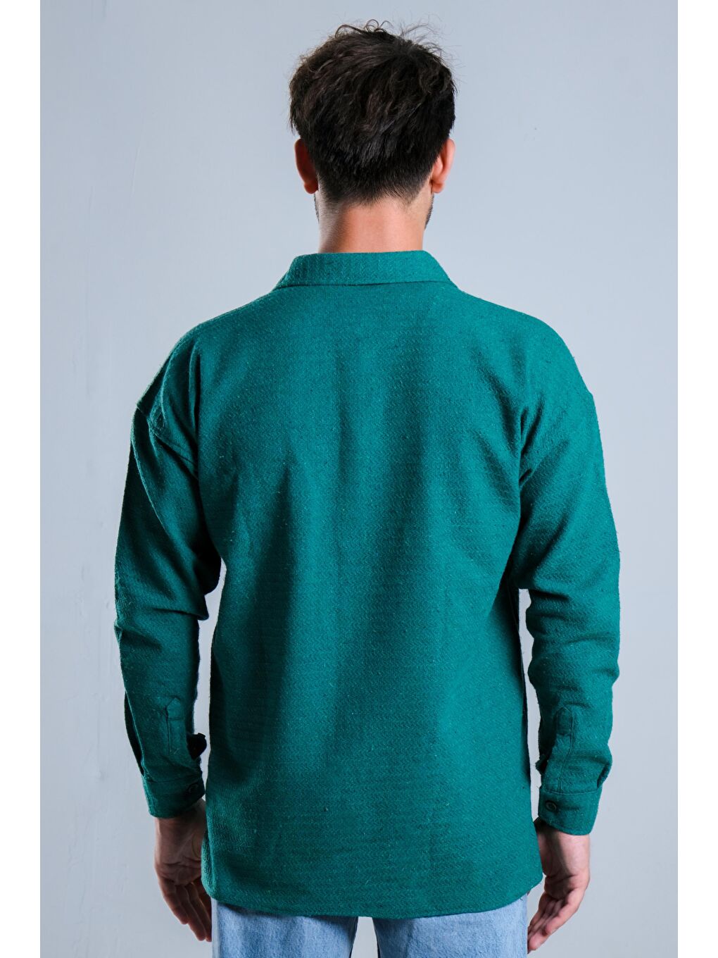 Yeşil Oversize Tek Cepli Örme Gömlek MAR Over22-6