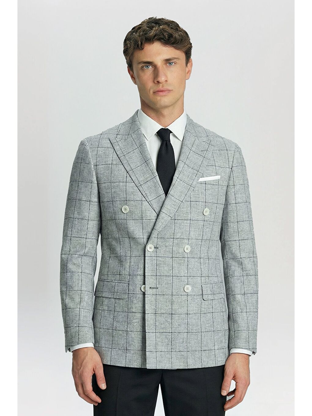 Giotelli Yeşil Ekose Sivri Yaka Roma Kalıp 6 Drop Astarsız Erkek Ceket