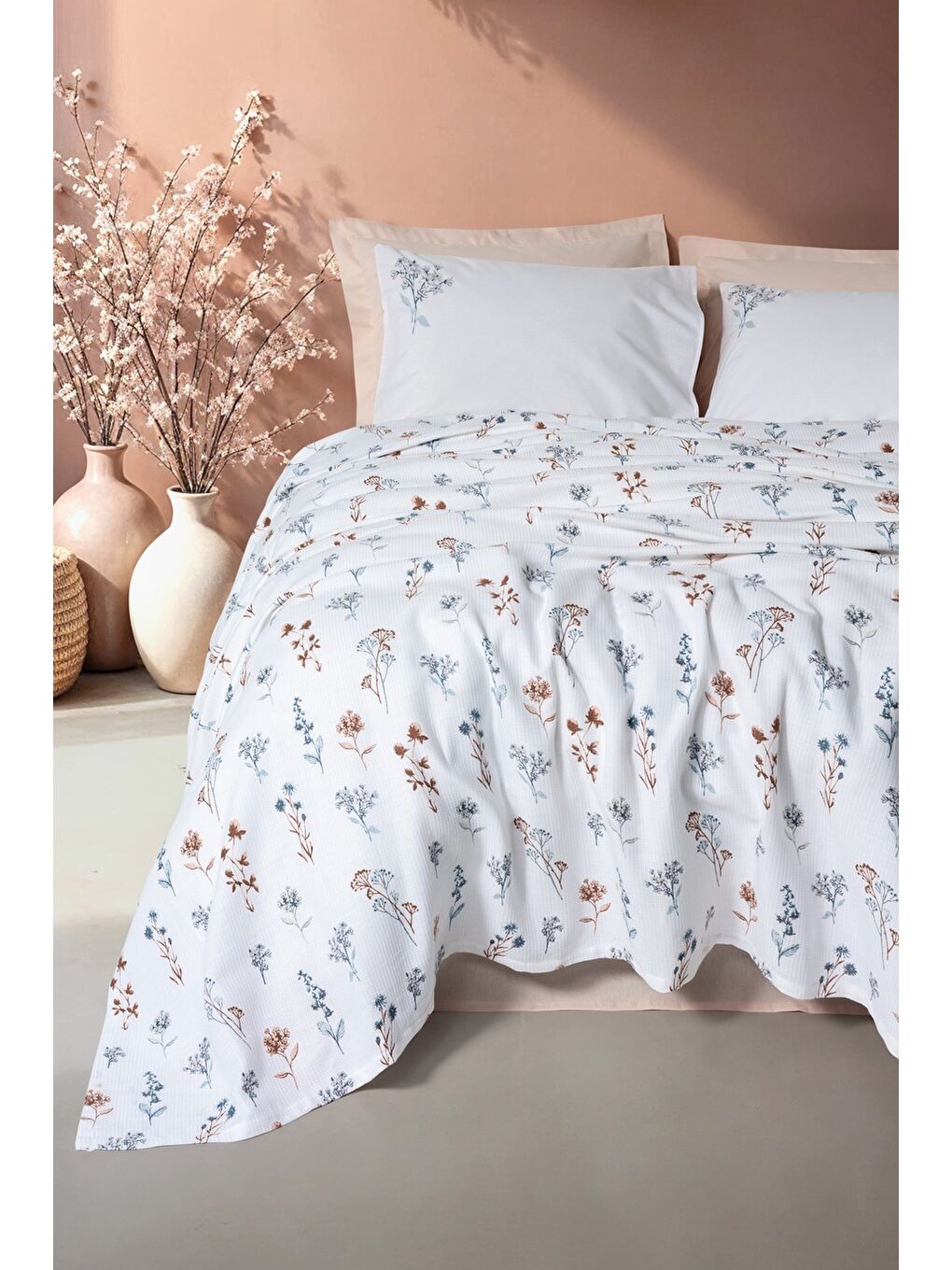 Karışık Pamuk Box Estiva Tek Kişilik Pike Takımı Briar Somon