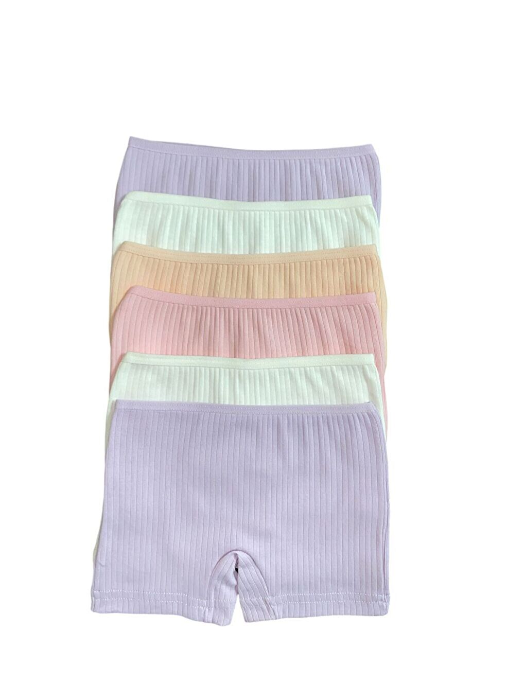 6'lı Kız Çocuk Pamuklu Karışık Renkli Fitilli Kaliteli Yumuşak Atlet Boxer Takım-4