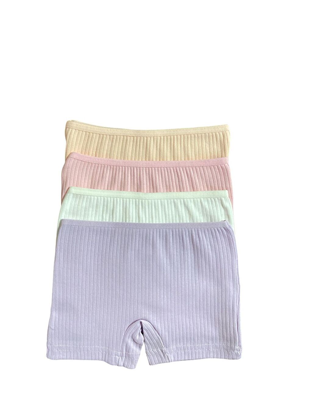 6'lı Kız Çocuk Pamuklu Karışık Renkli Fitilli Kaliteli Yumuşak Atlet Boxer Takım-7