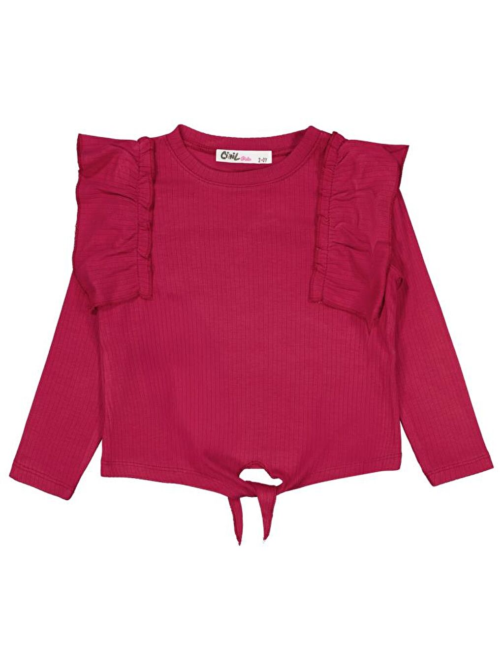 Girls Omuz Fırfırlı 2-5 Yaş Sweatshirt - Kırmızı 2-3 Yaş