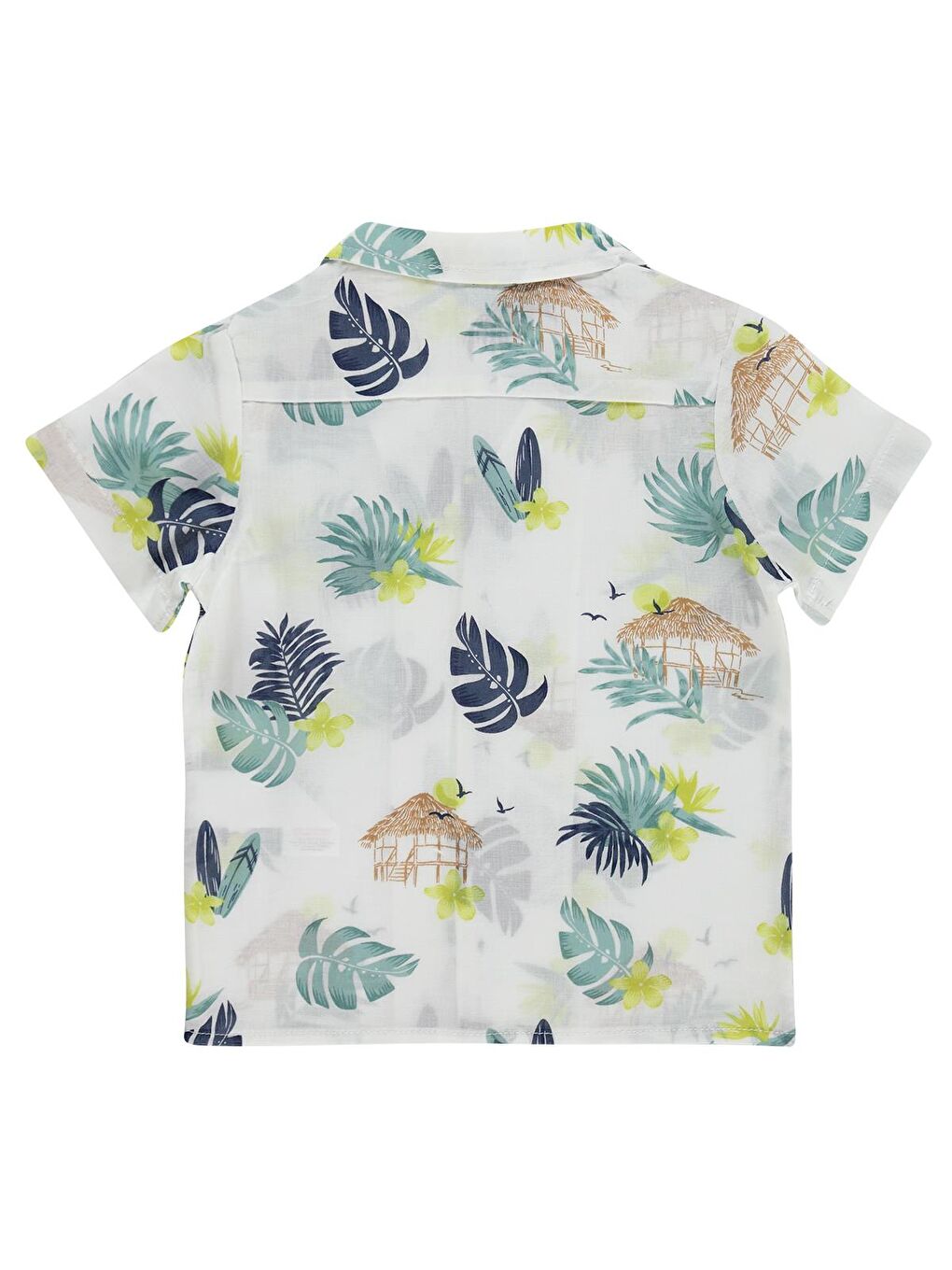 Boys Yaprak Baskılı 2-5 Yaş Gömlek - Beyaz-1