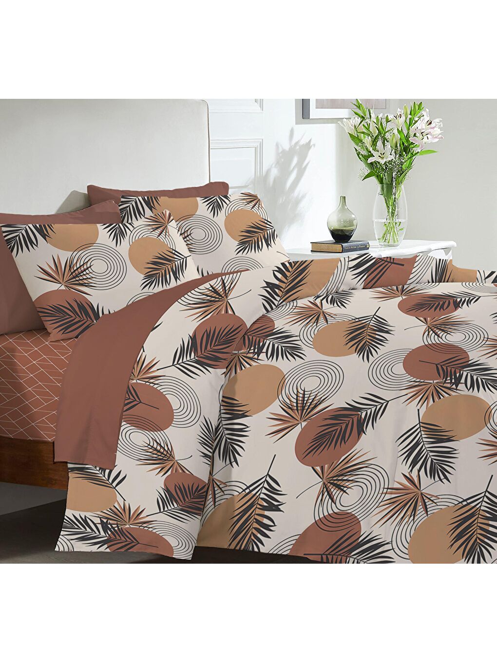 Karışık Baskılı,Desenli Çift Kişilik Nevresim Takımı (ÇARŞAFSIZ) 200x220 cm-1