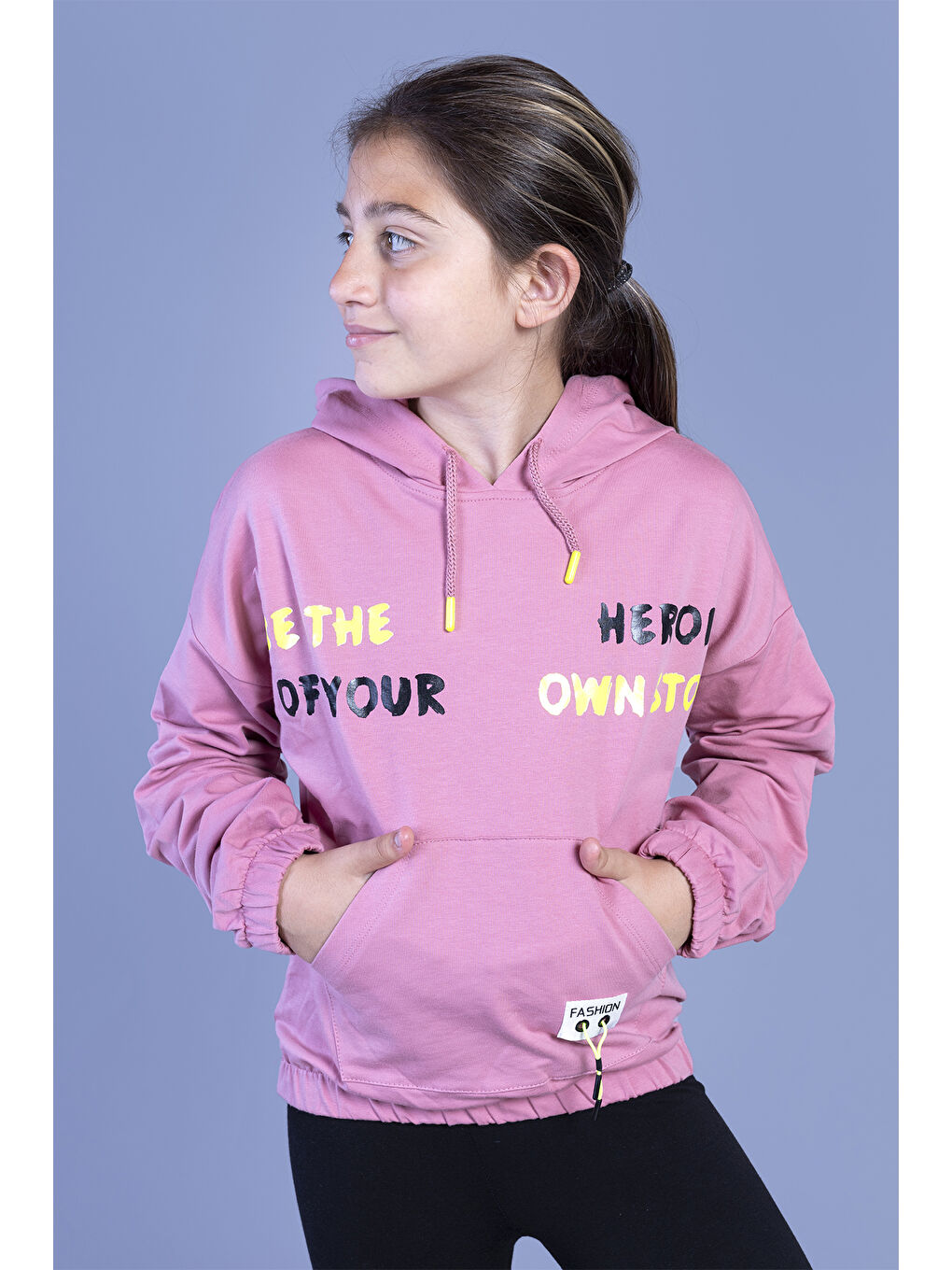 Toontoykids Pembe Kız Çocuk  Kanguru Cepli Baskılı Sweatshirt