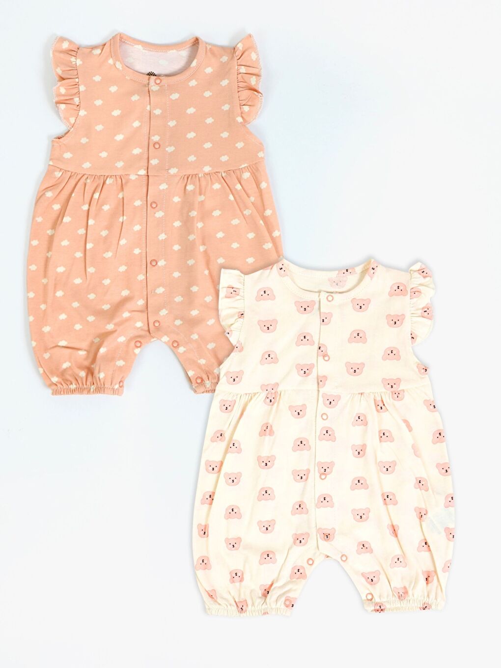 Lila Bisiklet Yaka Baskılı Kız Bebek Tulum 2'li-2