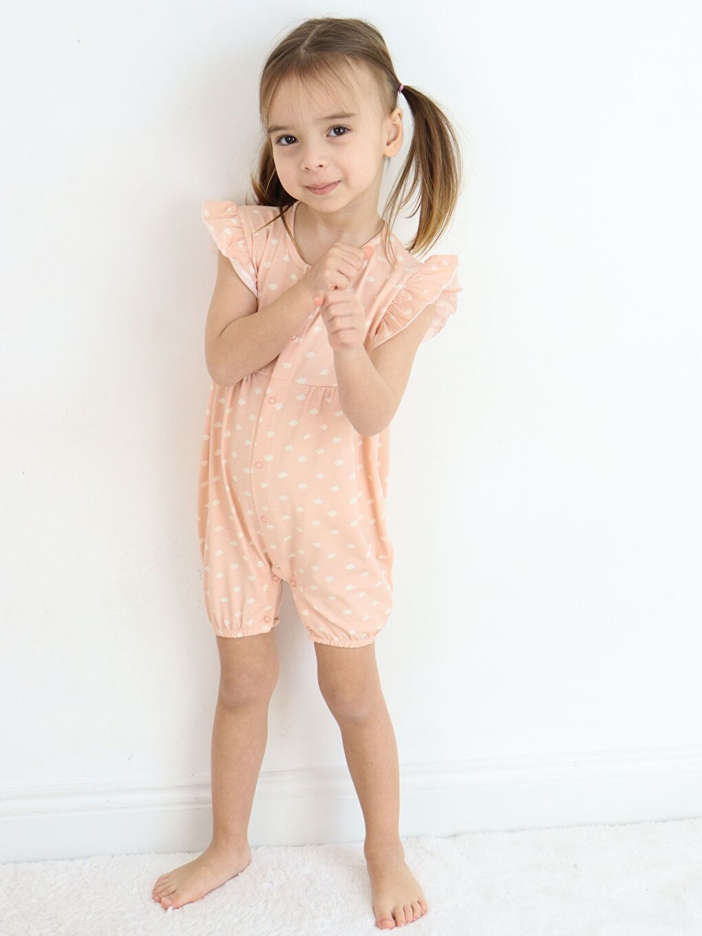 Lila Bisiklet Yaka Baskılı Kız Bebek Tulum 2'li-3