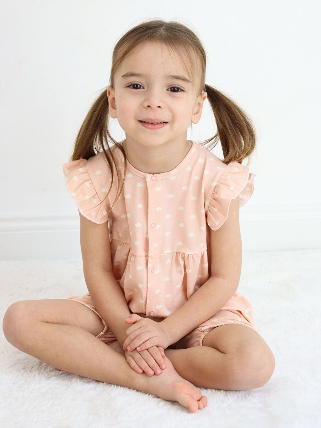 Lila Bisiklet Yaka Baskılı Kız Bebek Tulum 2'li-4