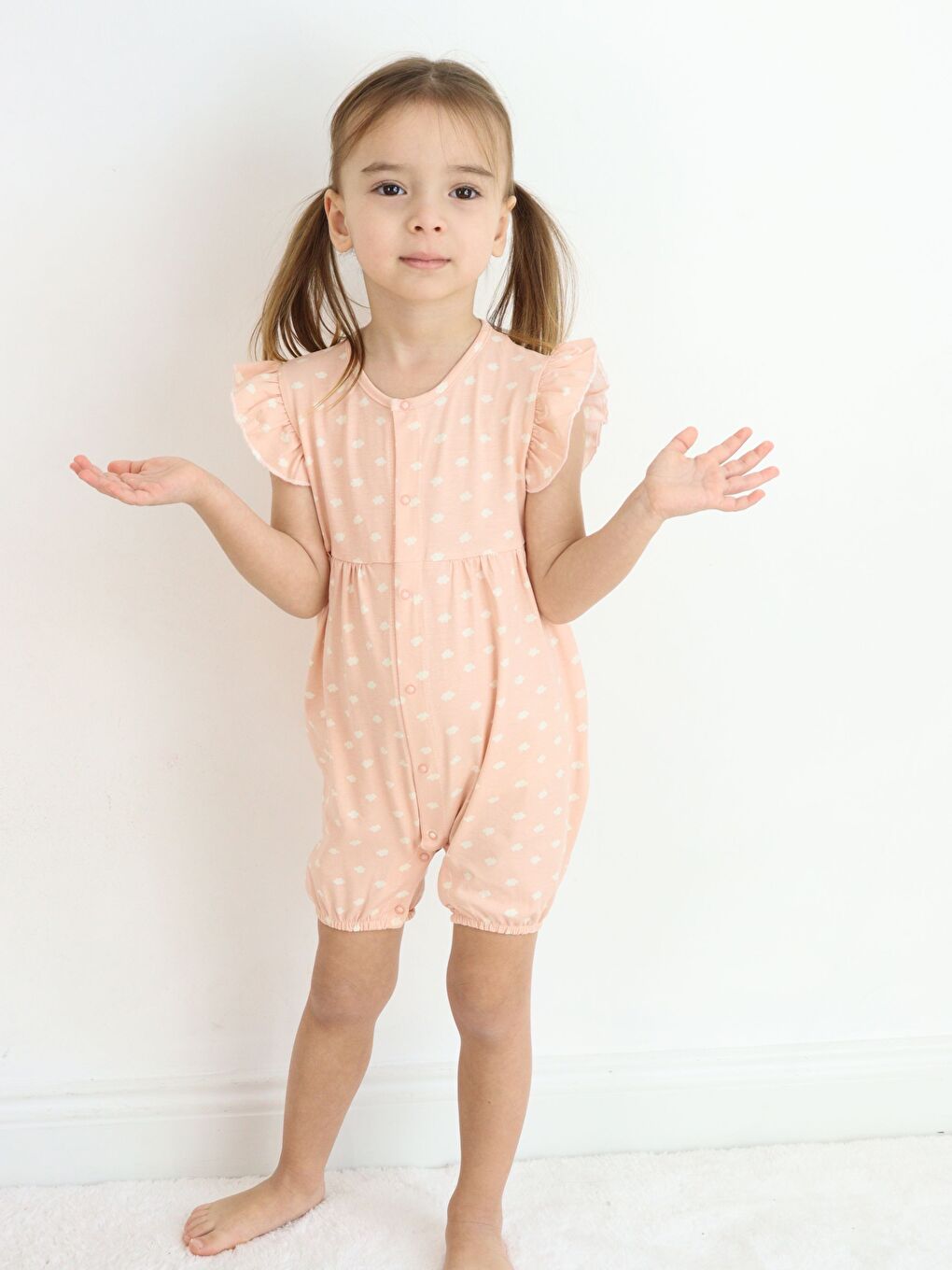 Lila Bisiklet Yaka Baskılı Kız Bebek Tulum 2'li-5