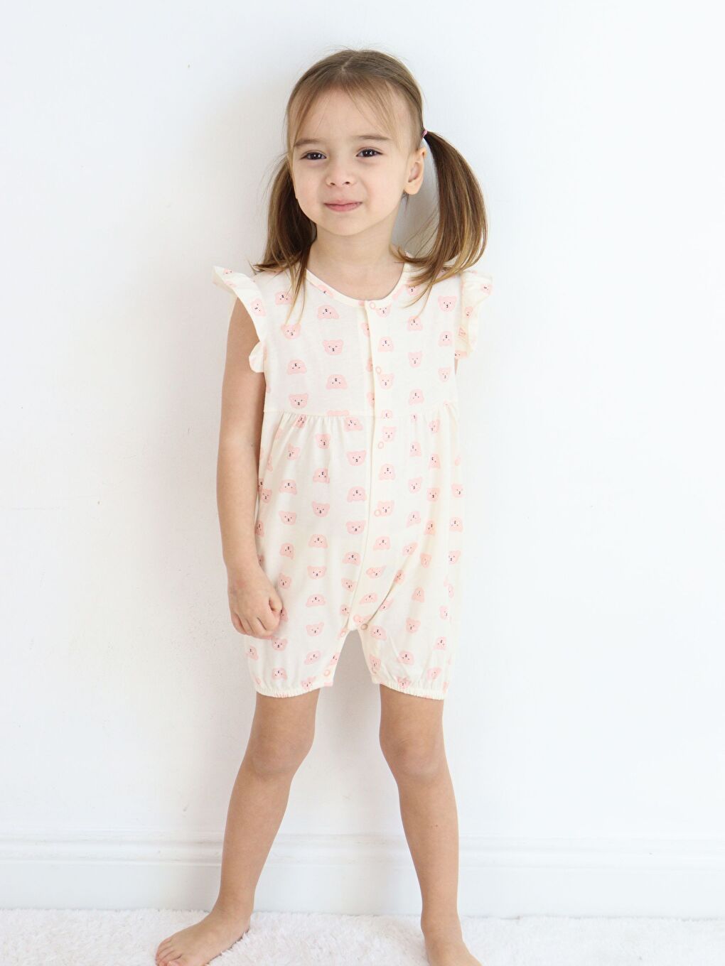 Lila Bisiklet Yaka Baskılı Kız Bebek Tulum 2'li-7